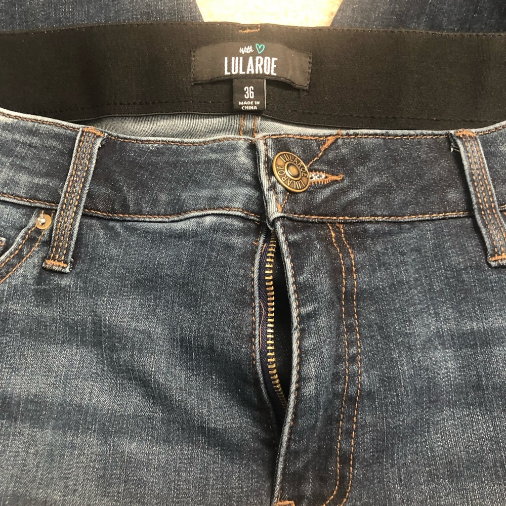 LuLaRoe Denim, Sz36 XL, distressed denim
